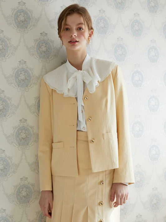 Yellow Synthetic / Polyester Normal Jacket with Long Sleeves