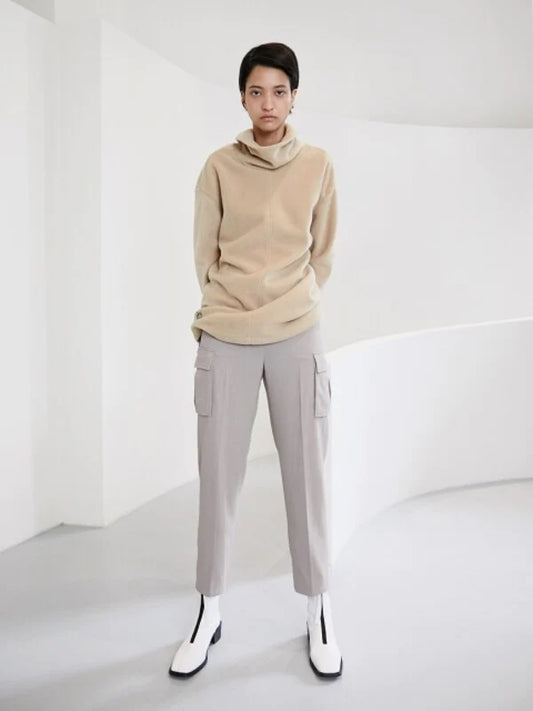 Grey Synthetic / Polyester Normal Slacks