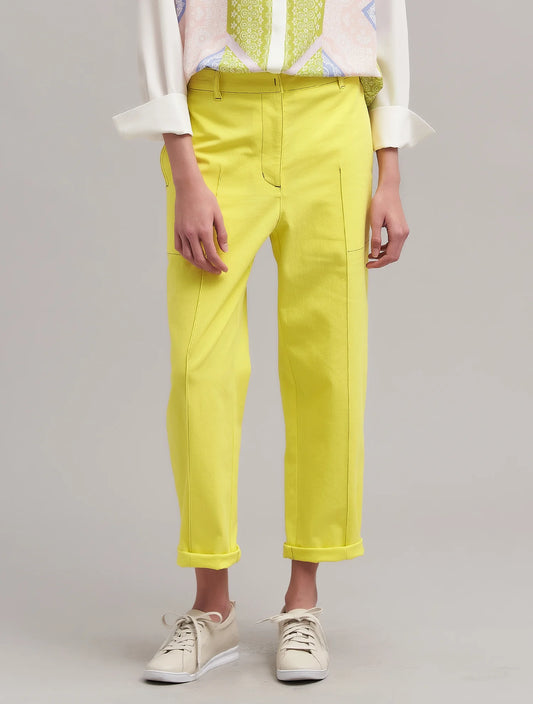 Yellow Cotton Normal Chino Pants