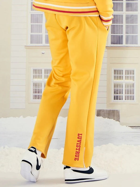 Yellow Cotton Normal Sweatpants