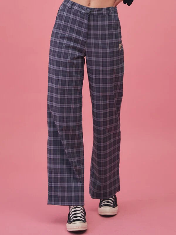 Navy Synthetic / Polyester Loose / Baggy Slacks