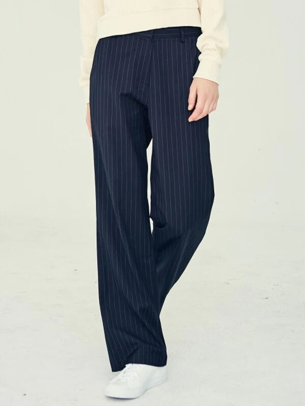 Navy Synthetic / Polyester Loose / Baggy Slacks