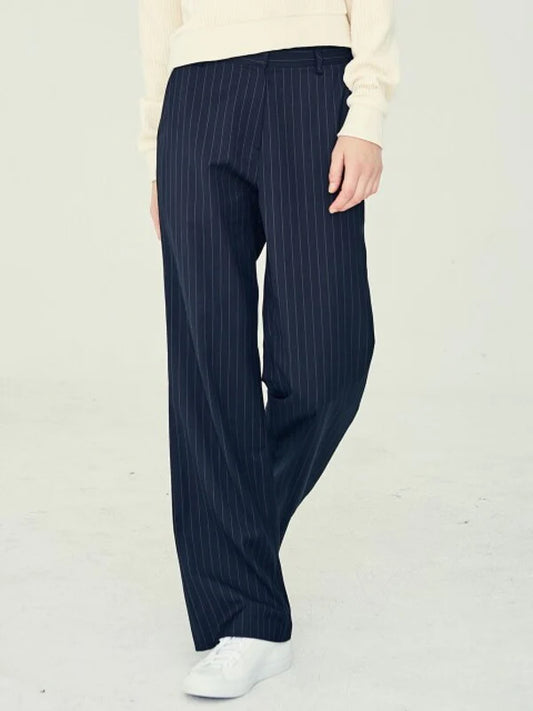 Navy Synthetic / Polyester Loose / Baggy Slacks