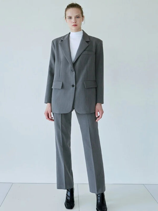 Grey Synthetic / Polyester Normal Slacks