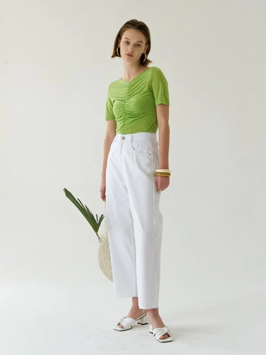 White Cotton Normal Chino Pants