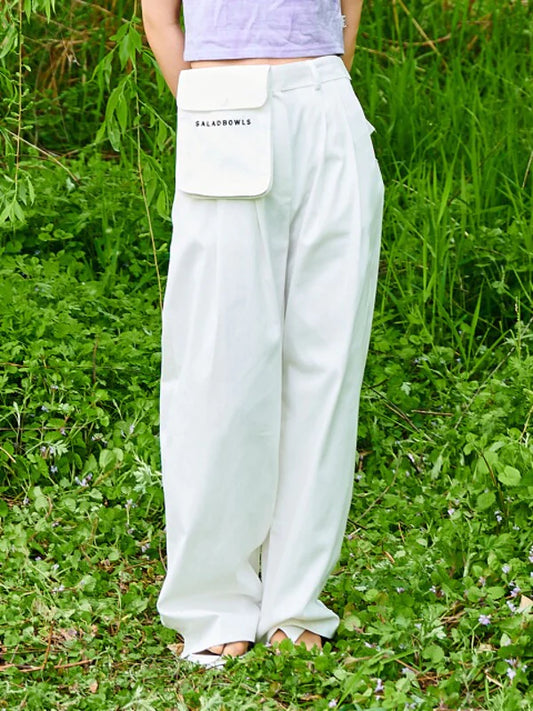 White Cotton Wide Wide Leg Pants