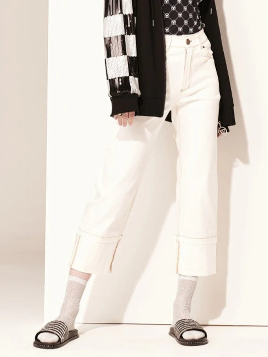 White Cotton Wide Jeans