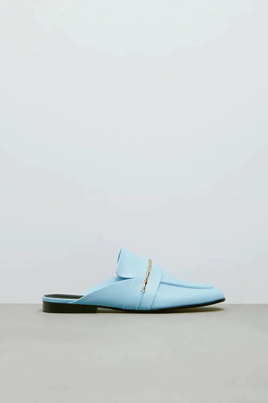 Skyblue Leather Mules