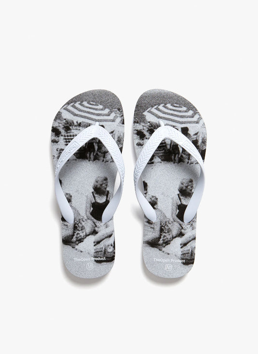 Grey Leather Flip Flops