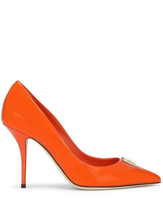 Orange Leather Pumps