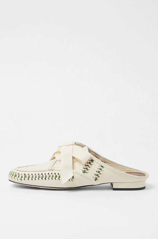 White Leather Mules