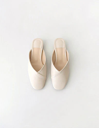 White Leather Mules