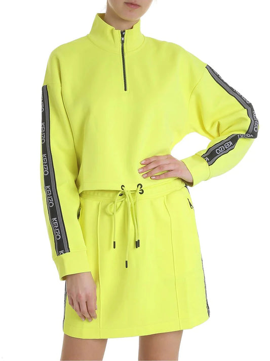 Yellow Synthetic / Polyester Oversized Windbreaker with Long Sleeves