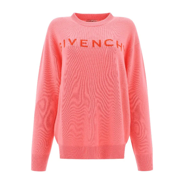 Pink Knit Normal Sweater with Long Sleeves