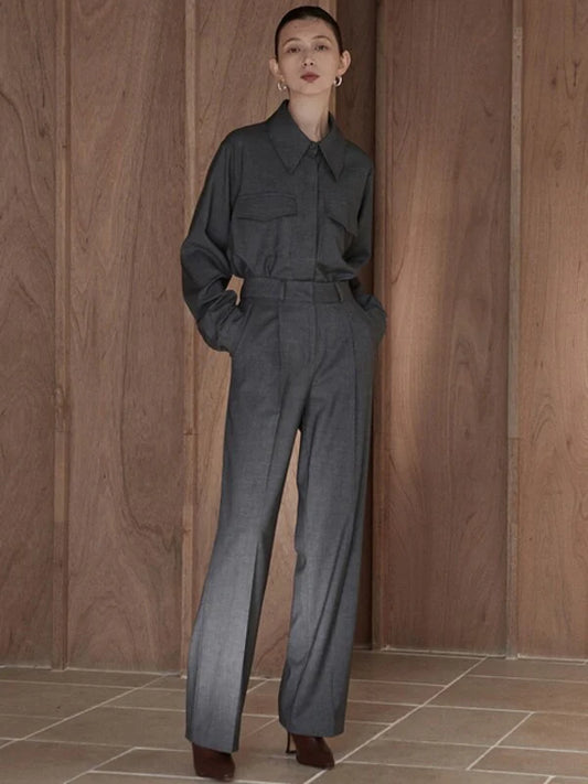 Grey Synthetic / Polyester Normal Slacks