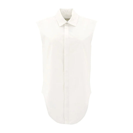 White Cotton Normal Dress Shirt with Sleeveless