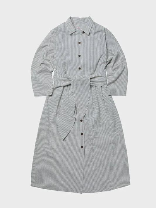 Grey Cotton Shirt Dress with 3/4 Sleeve